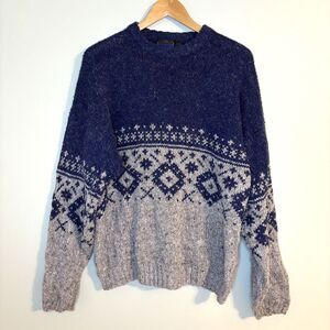 Vintage Etchings Men’s Sweater Wool Blend Grandpa 80s 90s Fair Isle Cabincore L